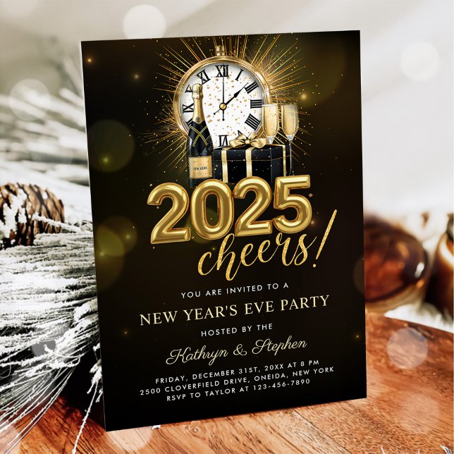 Invitación Fiesta de Nochevieja 2025 de Oro Champagne (Subido por el creador)
