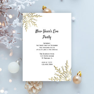 Invitación Fiesta de Nochevieja Año Nuevo de invierno de oro
