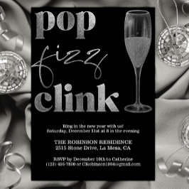 Invitación Fiesta de Nochevieja aplauso plateado