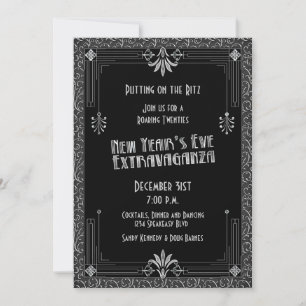 Invitación Fiesta de Nochevieja Art Deco de los años 20