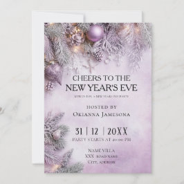 Invitación Fiesta de Nochevieja con acuarela lavanda
