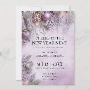 Invitación Fiesta de Nochevieja con acuarela lavanda