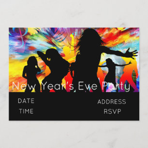 Invitación fiesta de Nochevieja con discoteca