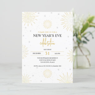 Invitación Fiesta de Nochevieja con Estallidos Dorados