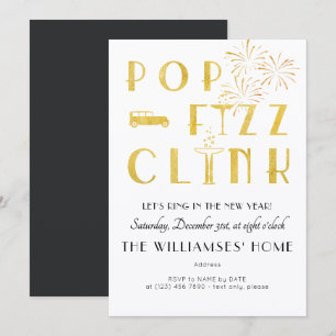 Invitación Fiesta de Nochevieja con estilo Art Deco Gatsby Po