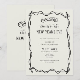 Invitación Fiesta de Nochevieja Coquette Dibujada a Mano Capr