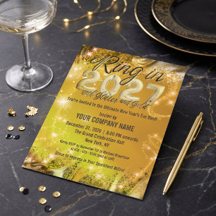 Invitación Fiesta de Nochevieja Corporativa Gold Sparkle 2027
