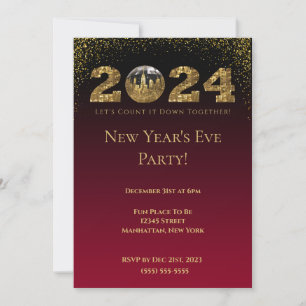 Invitación fiesta de Nochevieja de 2024