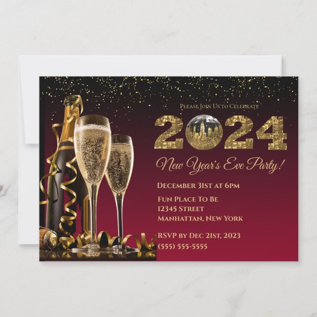 Invitación fiesta de Nochevieja de 2024 (Anverso)