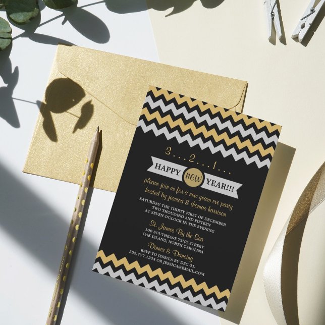 Invitación Fiesta de Nochevieja de Año Nuevo Moderno Silver y (Subido por el creador)