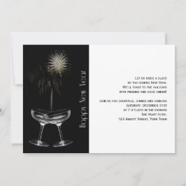 Invitación Fiesta de Nochevieja de Champán y Fuegos Artificia
