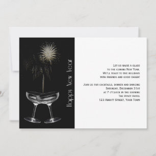 Invitación Fiesta de Nochevieja de Champán y Fuegos Artificia