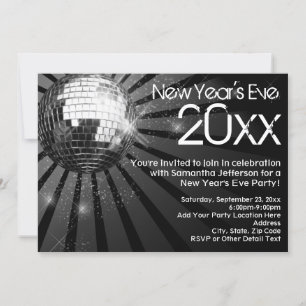 Invitación Fiesta de Nochevieja de Disco Ball