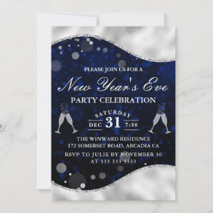 Invitación Fiesta de Nochevieja de la Frontera Oleada Azul y