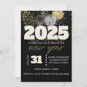 Invitación Fiesta de Nochevieja de Oro y Plata