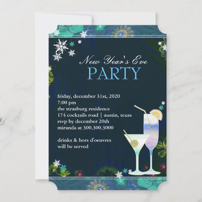 Invitación Fiesta de Nochevieja delicioso (Anverso)