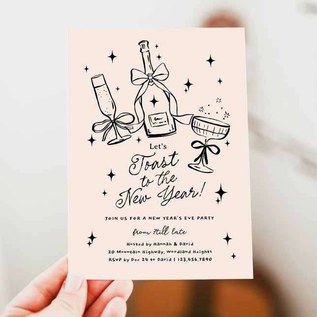 Invitación Fiesta de Nochevieja Dibujada a Mano Moderna (Subido por el creador)