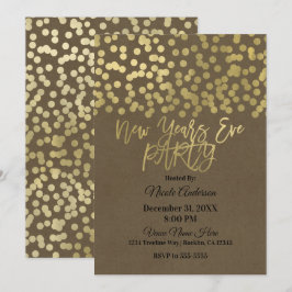 Invitación Fiesta de Nochevieja Dorado Chic Moderno Rústico K