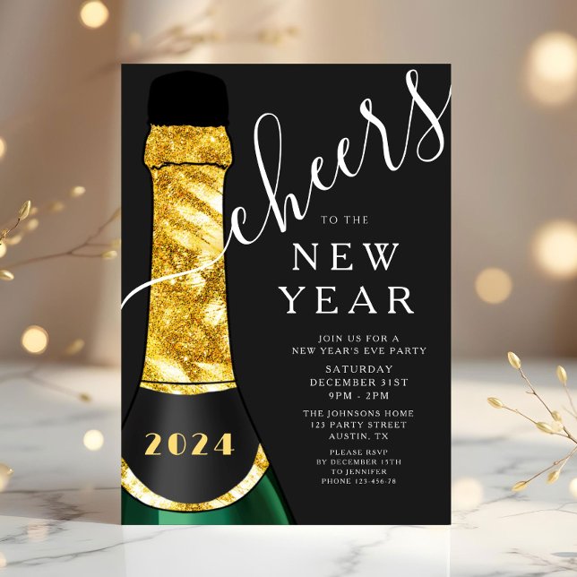 Invitación Fiesta de Nochevieja Elegante (Elegant New Year's Eve Party Invitation)