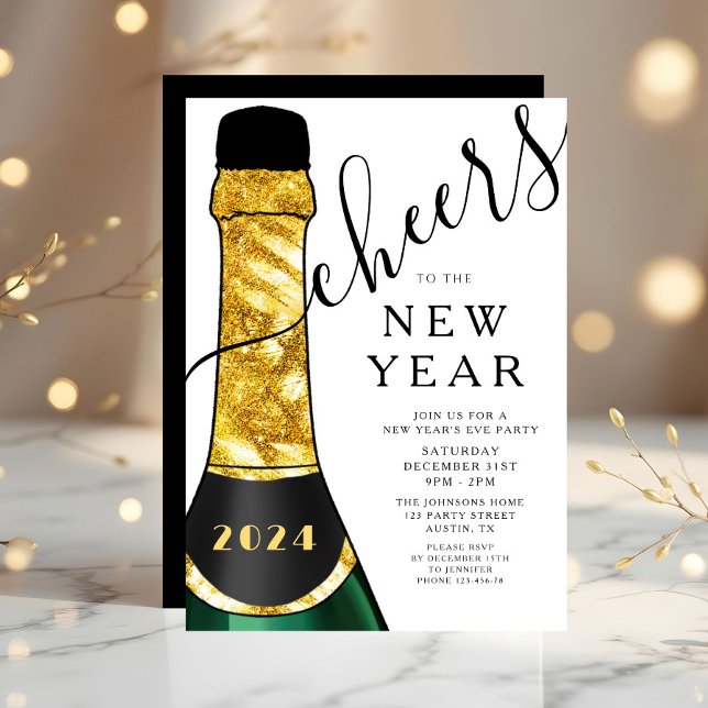 Invitación Fiesta de Nochevieja Elegante (Elegant New Year's Eve Party Invitation)