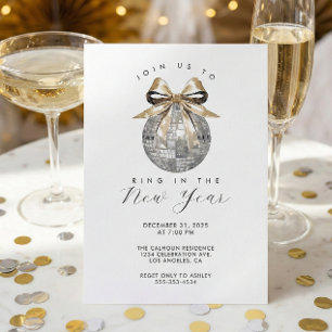 Invitación Fiesta de Nochevieja Glam Silver Disco