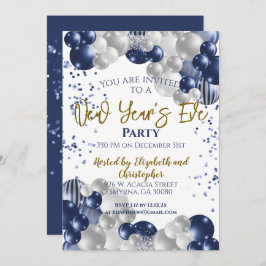 Invitación Fiesta de Nochevieja Globos Azules