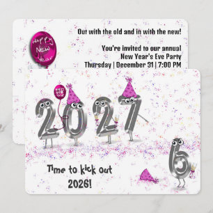 Invitación Fiesta de Nochevieja Humorística 2027 Dibujos Anim
