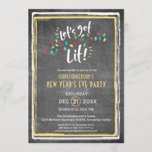 Invitación Fiesta de Nochevieja LET'S GET LIT
