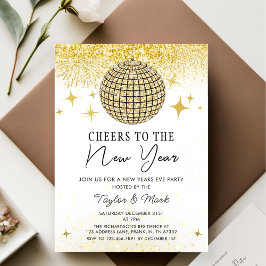Invitación Fiesta de Nochevieja Nochevieja Disco Ball Saluda