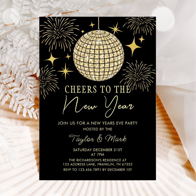 Invitación Fiesta de Nochevieja Nochevieja Disco de Oro (Subido por el creador)
