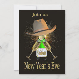 Invitación Fiesta de Nochevieja Occidental Cowboy Gorra Champ