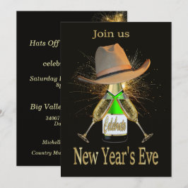 Invitación Fiesta de Nochevieja Occidental Cowboy Gorra Champ