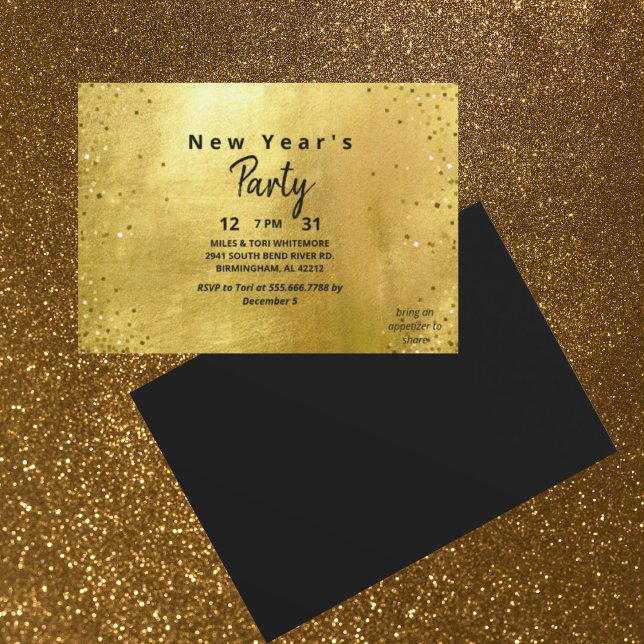Invitación Fiesta de Nochevieja Oro y Negro (Subido por el creador)