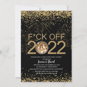 Invitación Fiesta de Nochevieja Personalizada de Oro y Negro