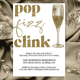 Invitación Fiesta de Nochevieja resquebraja saludos de oro