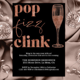 Invitación Fiesta de Nochevieja Rosa de oro vitoreando