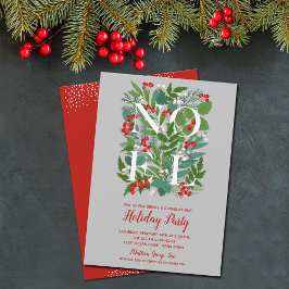 Invitación FIESTA de NOEL Berries Greenery Navidades