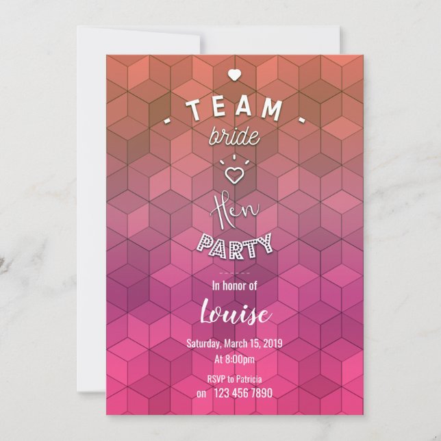 Invitación Fiesta de novias de equipo (Anverso)