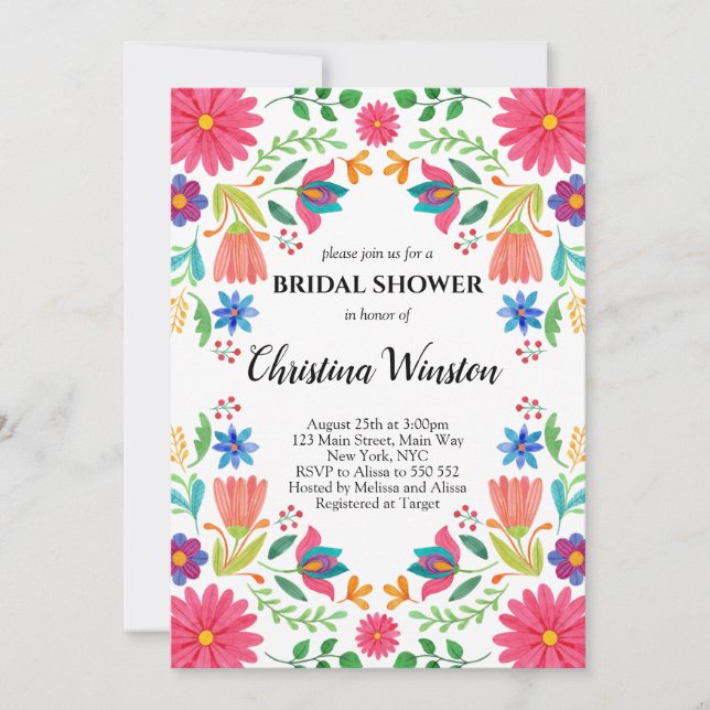 Invitación Fiesta de novias florales en México (Anverso)