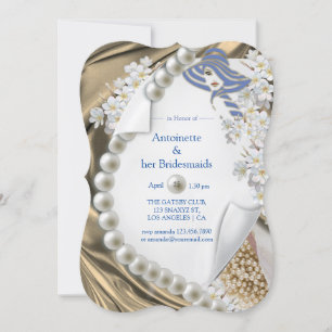 Invitación Fiesta de Novias Gold Silk & Ivory Pearls