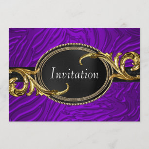 Invitación Fiesta de Ocasión Dorada Purpura Cebra