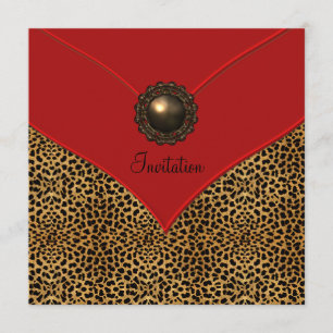 Invitación Fiesta de ocasión Leopard Jewel Red