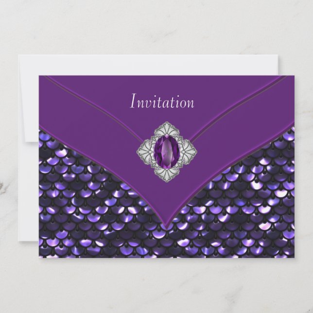 Invitación Fiesta de ocasión Purple Sequin Purple All (Anverso)