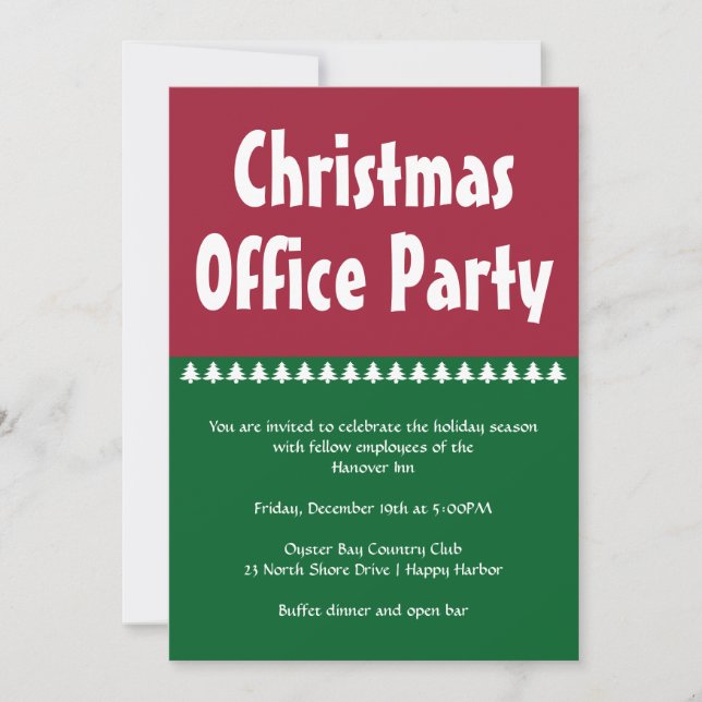 Invitación Fiesta de oficina de Navidades rojos simples (Anverso)