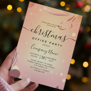 Invitación Fiesta de oficina de Navidades rosados y de humor