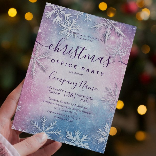 Invitación Fiesta de oficina de vacaciones de copos de nieve  (Subido por el creador)