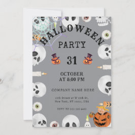 Invitación Fiesta de oficina Guay Gray Classic Halloween