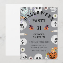 Invitación Fiesta de oficina Guay Gray Classic Halloween