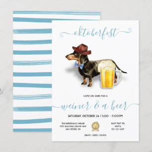 Invitación Fiesta de Oktoberfest de Salchicha Dachshund y Cer