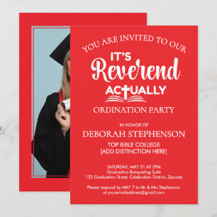 Invitación Fiesta de ordenación divertida ES REVERENDO REALME